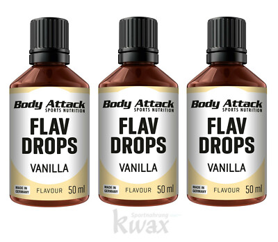 (EUR 143,80/L) 3er Pack - Body Attack Flavour - Flav Drops - 3 x 50ml