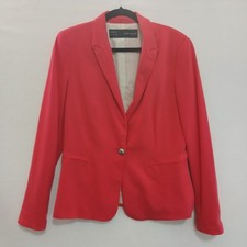 Zara Womens Hot Pink Blazer Size L Single Button Front Lined Career Jacket 649