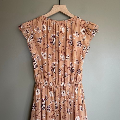 ULLA JOHNSON Ciel Kleid Cafe Größe 2 hellbraun Seide gold metallic Blumen fließend Midi - Bild 12 von 17
