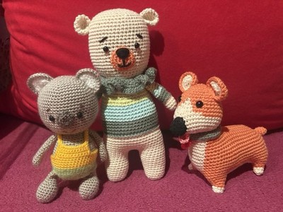 Neu Handarbeit Deko Geschenk Spielzeug Koala, Bärchen u. Korgi-Hund, alle aus BW