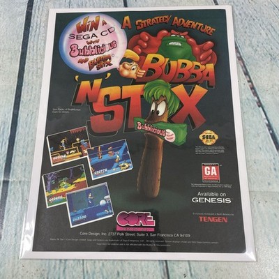 1994 Bubba N Stix Sega Video Game Vtg Print Ad/Poster Promo Art Magazine Page