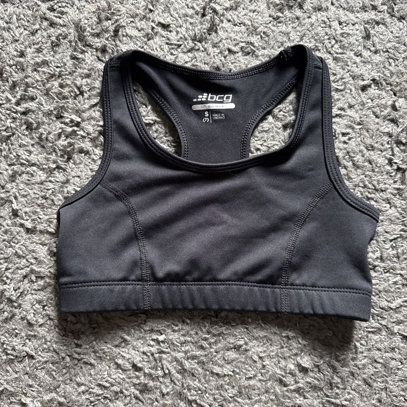 BCG Girls Racerback sports bra size Small (7 y.o.) black - EUC!