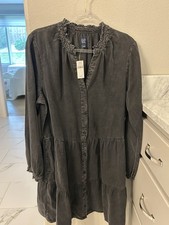 Gap Women's Long Sleeve Dress Size Large NWT Black/Gray Denim