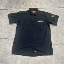 VTG Dickies Porsche Mechanic Work Shirt Mens Large Black Button Up Y2K Race Car