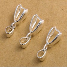 10PCS 925 Sterling Silver Bail Connector Pinch Clasp Pendant Jewelry Making DIY