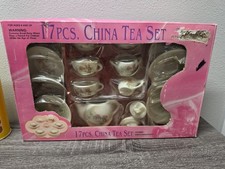 Children's China 17 pc Tea Set service flower print New in box