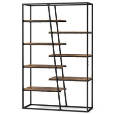 71" Tall Bookshelf w/Heavy-duty Metal Frame 7-Tier Industrial Etagere Bookcase