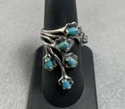 Vintage DK 925 Sterling Silver Turquoise Color Ring Size 6-3/4 Open Design 6.0 g