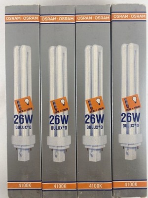 Lot of 4 OSRAM DULUX D 26W CFL Bulbs G24d-3 Base 4100K Cool White Made in USA