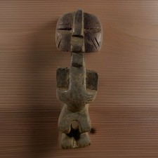 Authentic African Wooden Statue Hand Carved Tribal Figure / Bronze