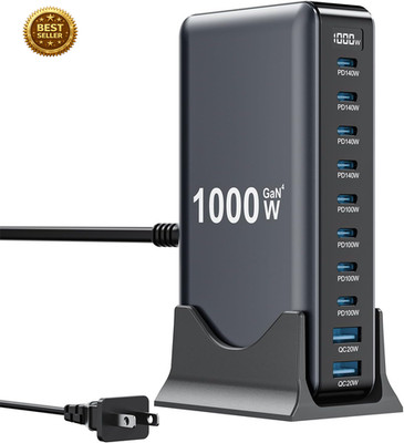 1000W 10 Port GaN USB C Charging Station 140W PD Fast Charger MacBook