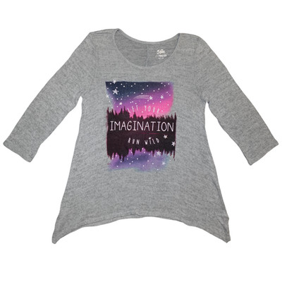 Justice Girls 16 ''Let Your Imagination Run Wild'' Shooting Stars Grey 3/4 Sleeve