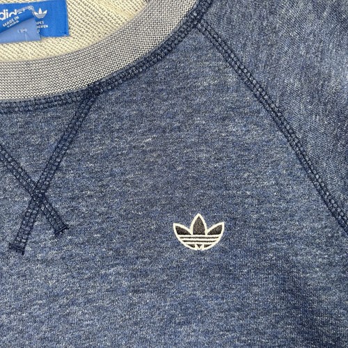 Adidas Originals Sweatshirt Men’s Medium Blue Grey Crew Neck Trefoil Logo - Picture 4 of 7
