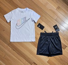 NEW Nike Little Boy Cotton Tee  Drawstring Short Set, Multicolor sz 5 