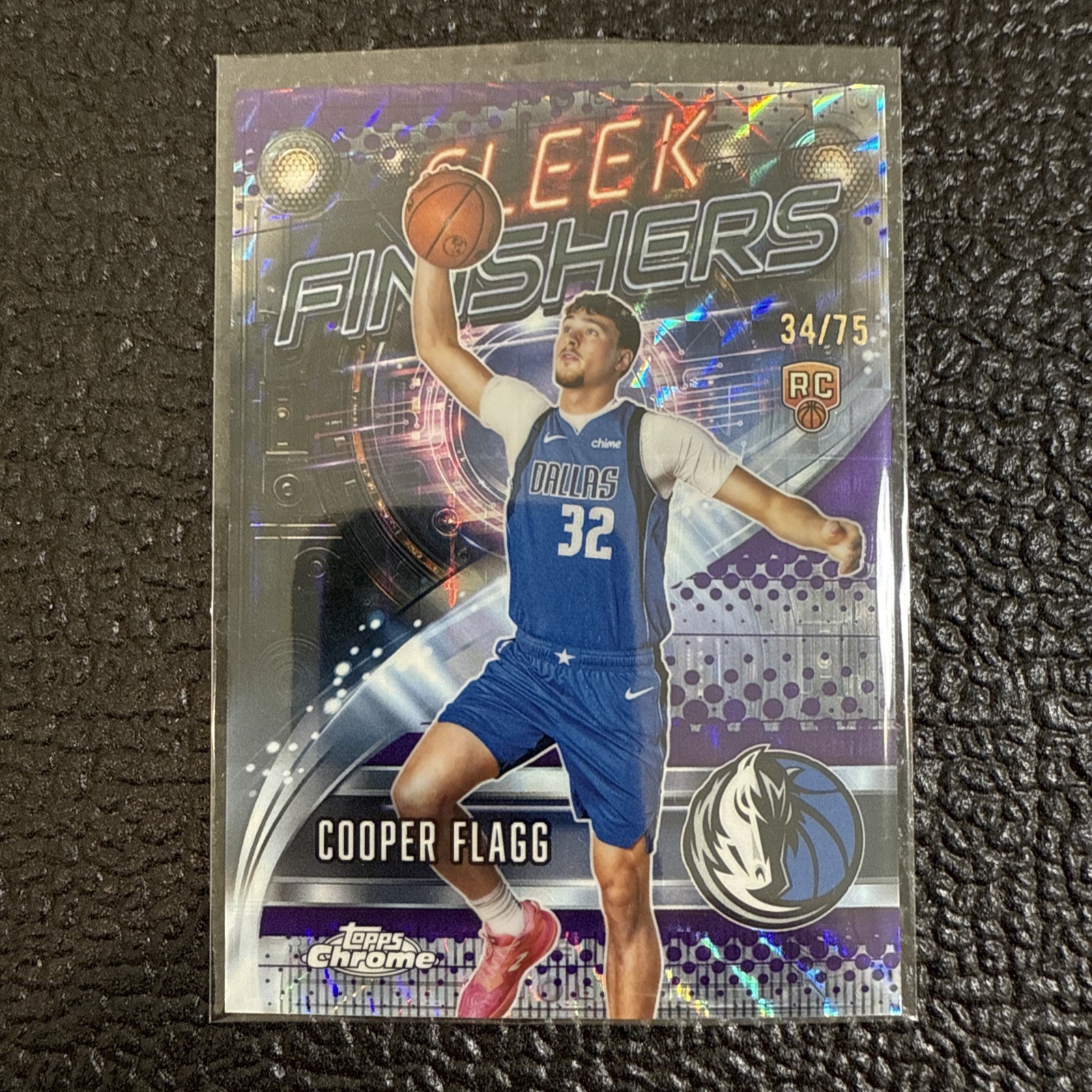 COOPER FLAGG 2025-26 TOPPS CHROME SLEEK FINISHERS PURPLE GEO RC /75