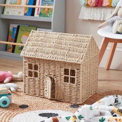 Kinder Landhaus Natur Gewebt Aufbewahrungskorb Papier Seil Spielzeugkiste UK
