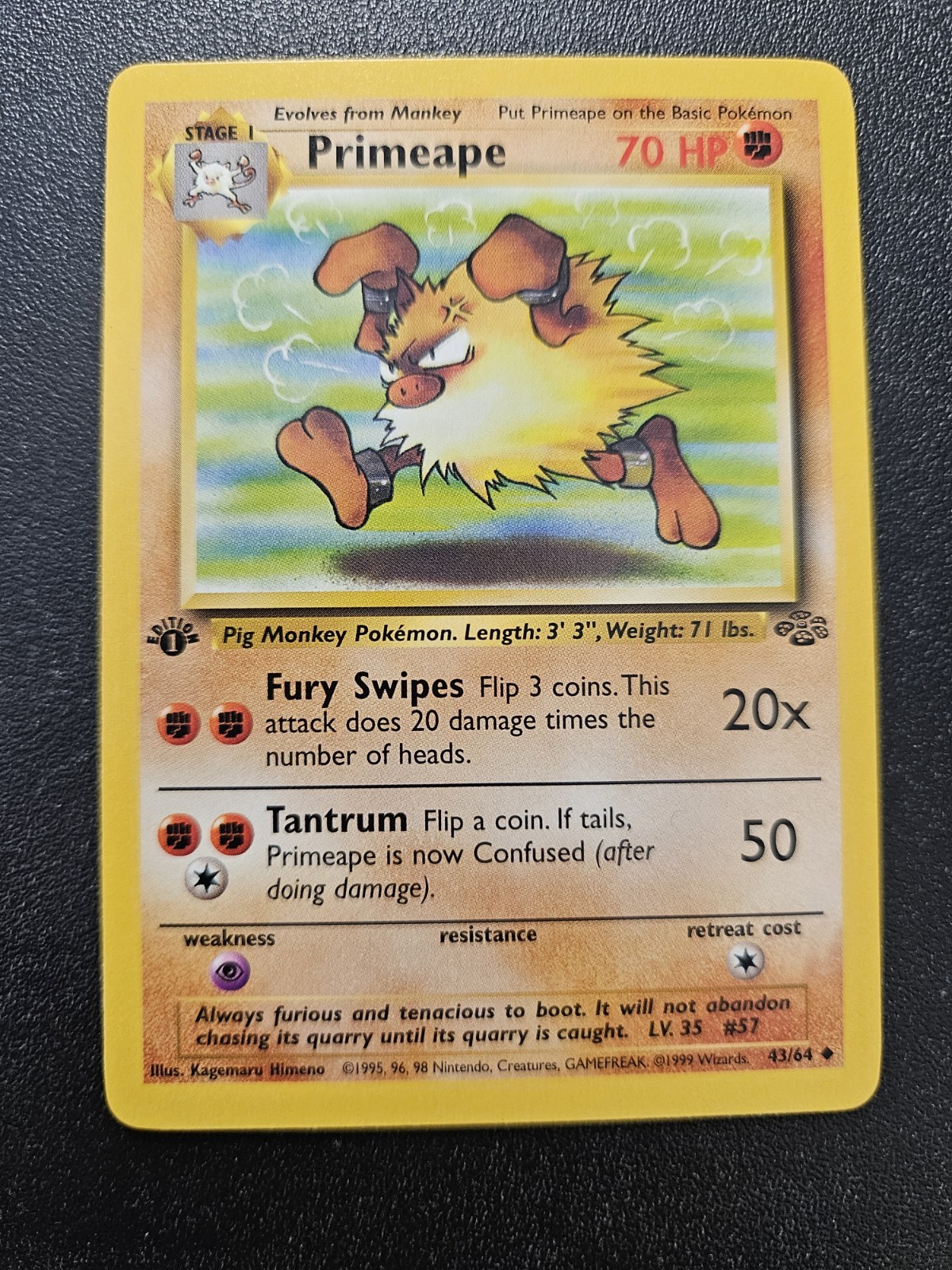 Pokemon 1st Edition Jungle Primeape 43/64 NEAR MINT