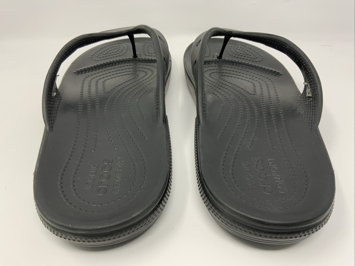 Crocs Classic Flip Flops Iconic Comfort Black Sandals Men