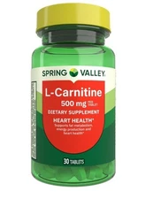 Spring Valley L-Carnitine Amino Acid Supplement 500 mg Unflavored 30 Count