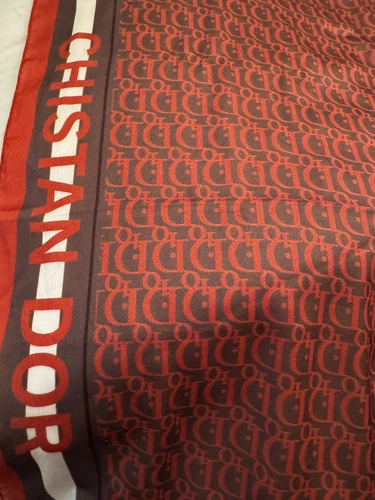 Grande écharpe Dior Christian Dior soie imprimée châle rouge 42"