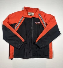 Wynns Racing Jacket Mens Large Black Orange Checkered North End Zip Windbreaker