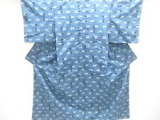 7699758: JAPANESE KIMONO / ANTIQUE KIMONO / SILK / HAND WOVEN TSUMUGI / KASURI P
