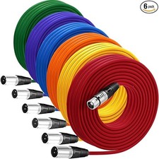 6 Pack 25 ft Bright XLR Cables 3 Pins Balanced XLR Microphone Cable to Male t...