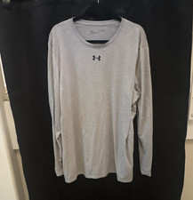Under Armour HeatGear Men’s XL Gray Long Sleeve Crew Neck Loose Fit Logo Tee