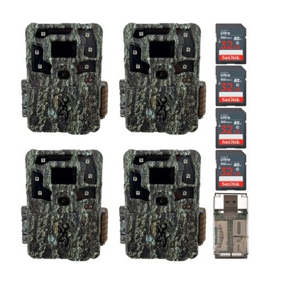 Browning Strike Force Pro X 1080 Trail Camera with 32GB, and SD Card (4-Pack)