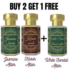 Combo Kesar & Jasmine Attar con Sandalia Blanca Gratis Attar | Perfume Sin Alcohol