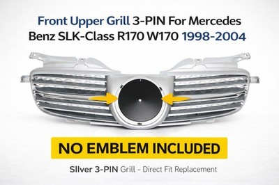 Mercedes Benz SLK R170 W170 Front Upper Grille 3-PIN Silver 1998-2004 NEW