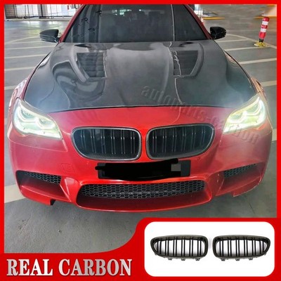 Real Carbon Fiber Grill Fits For BMW 14-16 F10 F11 F18 M5 Front Kidney Grille CF