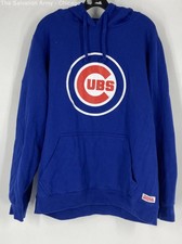 Stitches Mens Blue Baseball MLB Chicago Cubs Pullover Hoodie Size Large
