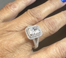 925 STERLING SILVER RECTANGULAR CZ Ring With Small Cubic Zirconias. SIZE 7