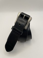 GAP Belt 30 1.25  Black Genuine Cow Leather Rect Silver Buckle Made In USA