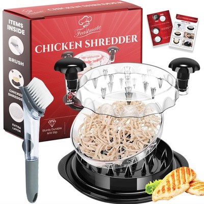 Large Chicken Shredder Tool Twist 10  Pro Meat Shredder, Visible Lid, Extra P...
