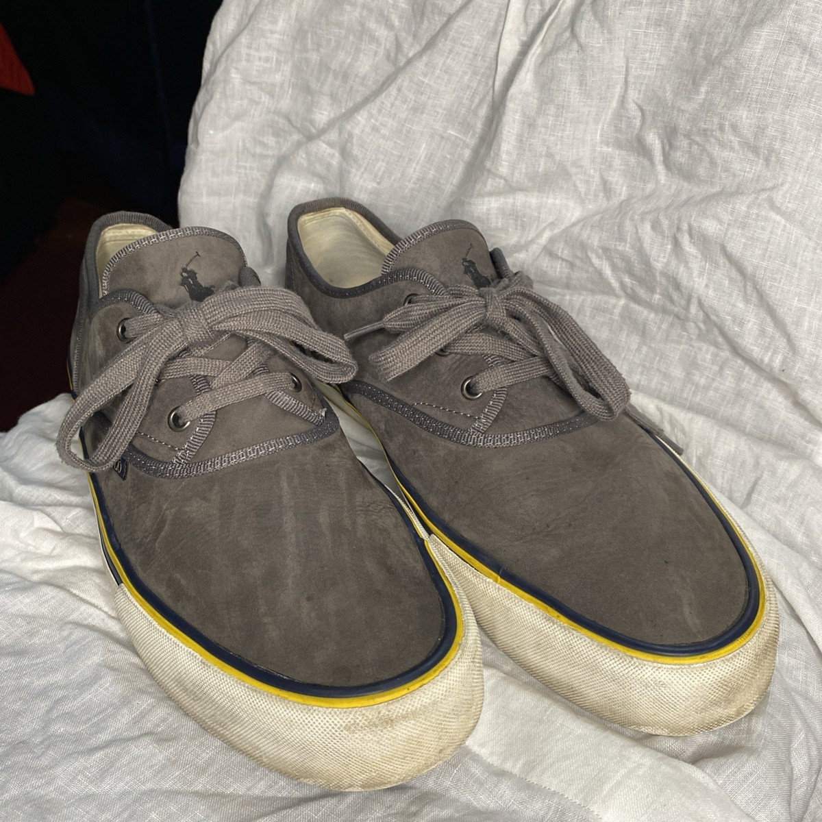 Polo Ralph Lauren Mens Morray Gray Silky Nubuck Sneaker Sz 13D View 3