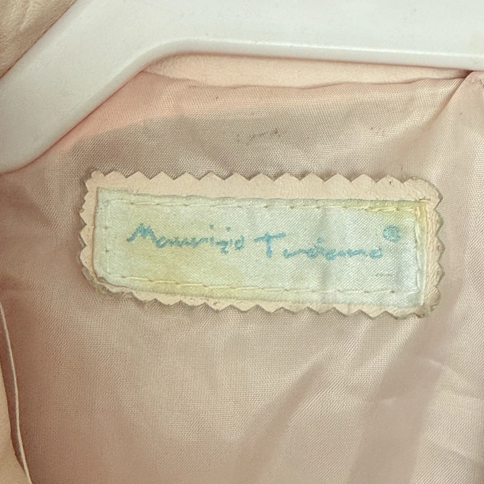 Abrigo Chaqueta Mujer Maurizio Tribeca Vintage Italiano Cuero Rosa Rubor Cremallera XS S Foto 2 de 4