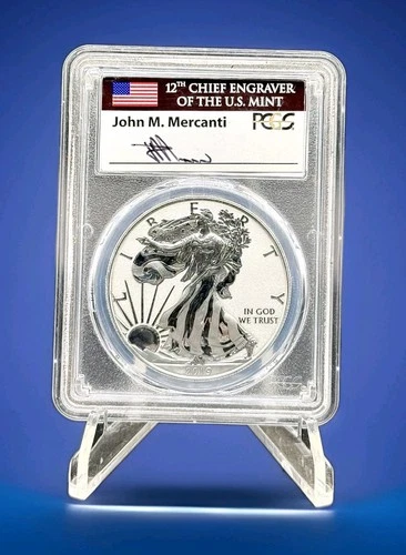2019S Enhan RevPR Silver Eagle PCGS PR70 FDOI Mercanti Ryder Signed Lo COA 11401