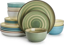 Plates and Bowls Sets, 18 Piece Dinnerware Set Porcelain Round Dinner Set for 6,