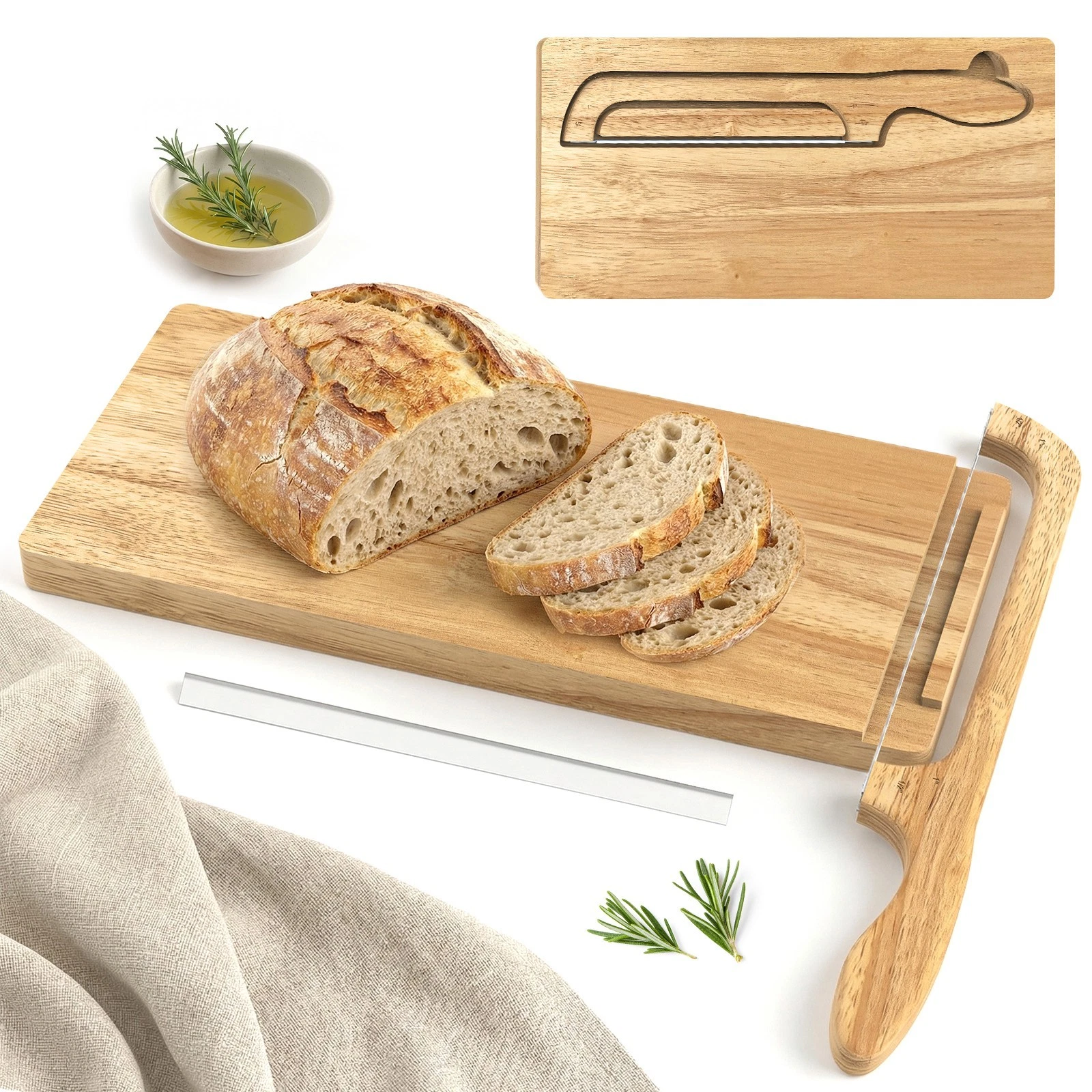Bread Slicer Set, Wooden Cutting Board with Bread Guide & Magnetic Storage
Opens in a new window or