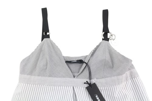 DIESEL D-Giby Women Dress XS Grey Stripe Pattern Sleeveless Flared Logo RRP€150 - Picture 5 of 10