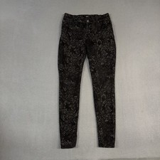 Seven 7 For All Mankind Jeans Black Gray Womens 29 Skinny Denim Geometric Print