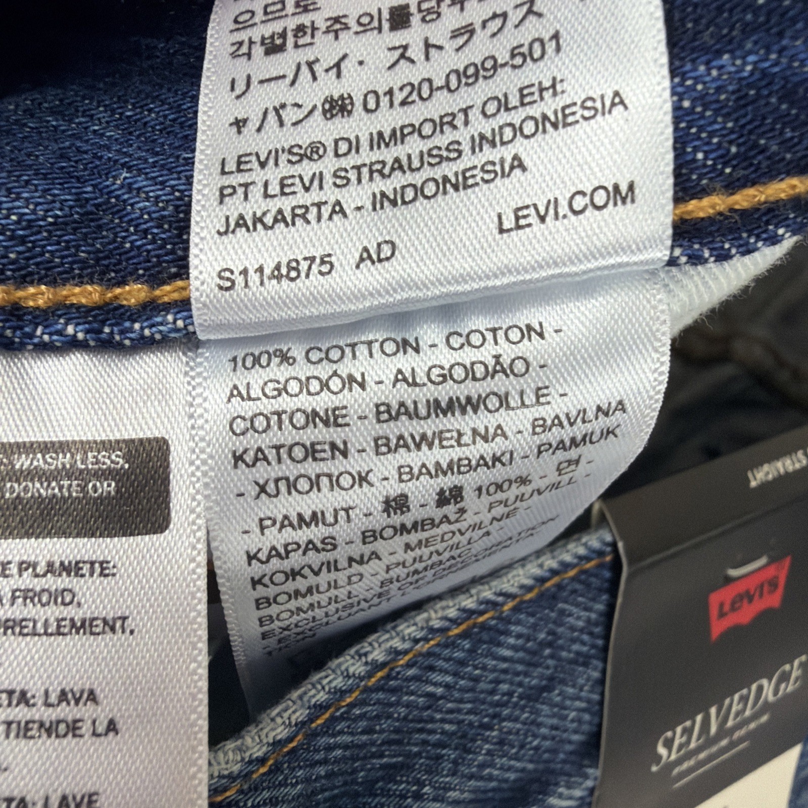 Levi's Premium 501 '93 Straight Selvedge Jeans Men's Size 32x34 Blue Cotton thumbnail 6