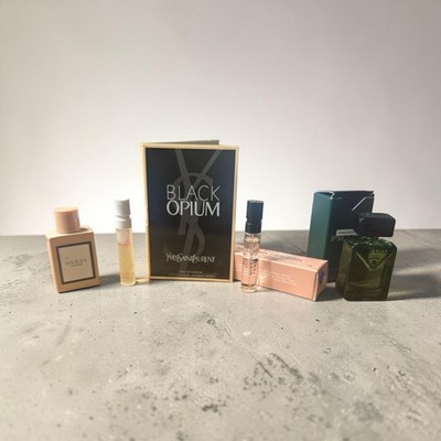 5pc.YSL Black Opium~ Gucci Bloom~Pink Sugar~Prada Paradigme~Phlur Missing Person