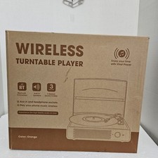 NEW WIRELESS M49 VINYL BLUETOOTH 3- SPEED PORTABLE TURNTABLE - BROWN