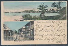 Samoa Litho-AK Gruss aus Samoa ab Apia 1903 nach London (S27674)