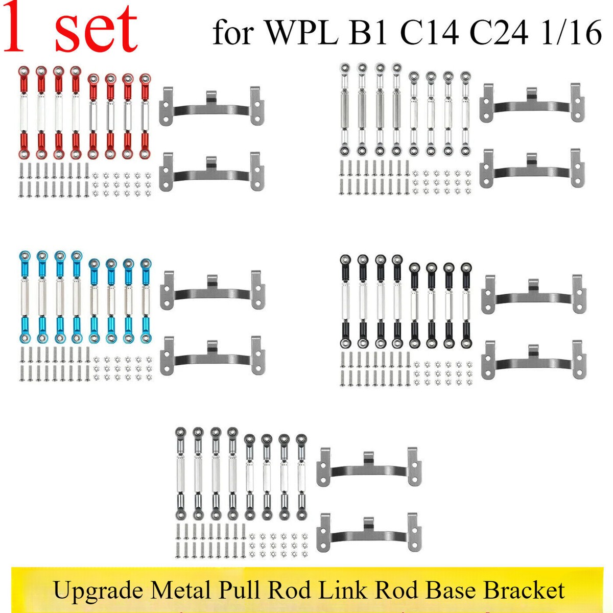 Metal Steering Link Rod & Pull Rod Set For C14/C24 1/16 RC Cars – Titanium Upgrade Parts