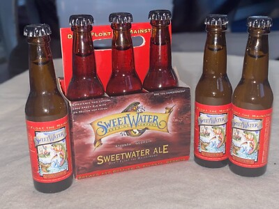 Miniature 6 Pack SweetWater Brewing Co Ale Glass Beer Bottles Carton Mini 3''