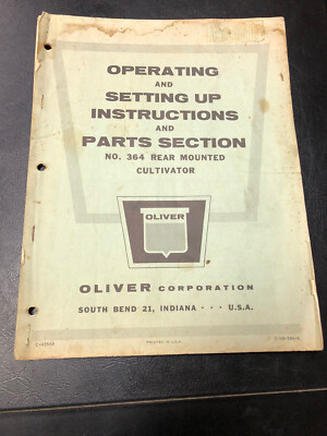 VTG 1949 OLIVER TRACTOR CO #364 CULTIVATOR PARTS & OPERATORS MANUAL USA